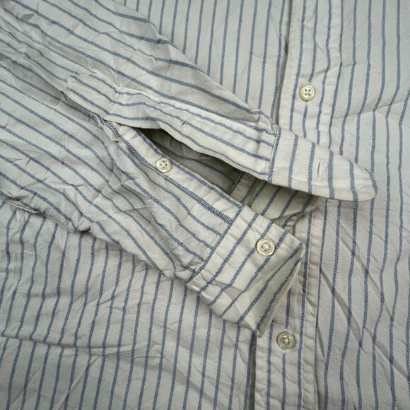 Ralph Lauren Yarmouth Button Up Shirt Long Sleeve Size 16 33 Blue Ivory Striped - Picture 5 of 12